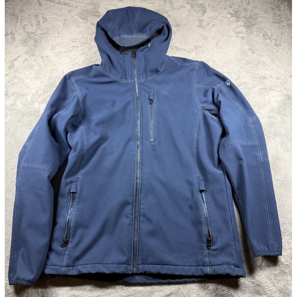 Kuhl Relik Hoody Softshell Jacket Men's L Blue Fleece Lined Hooded Outdoor